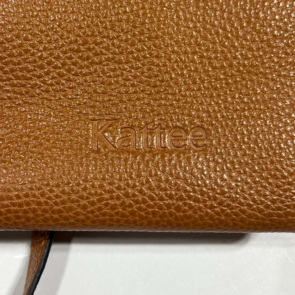Kattee Old Money Cognac Brown Pebbled Leather Crossbody Handbag Satchel Classic